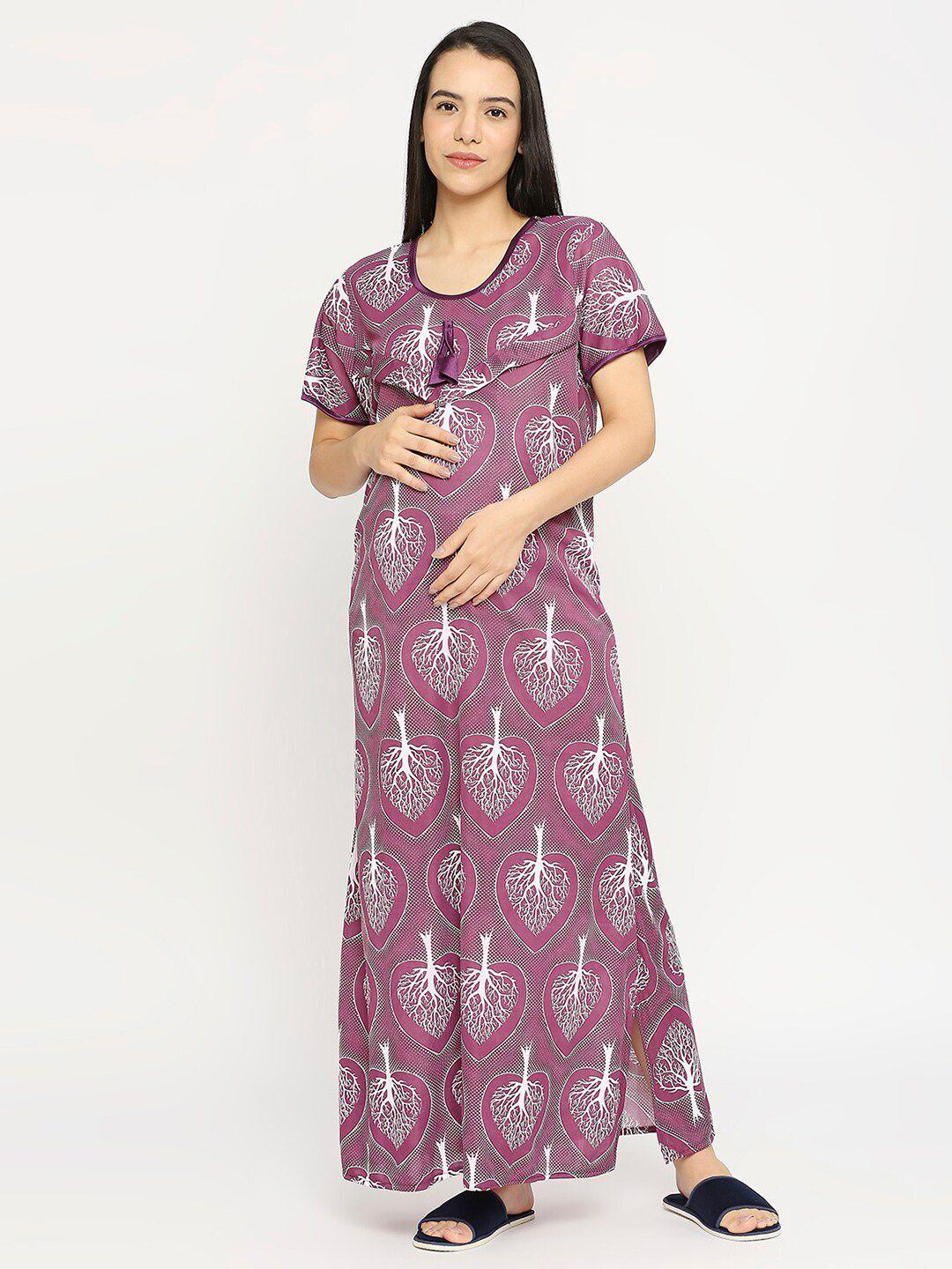 pretty awesome brown printed maxi nightdress