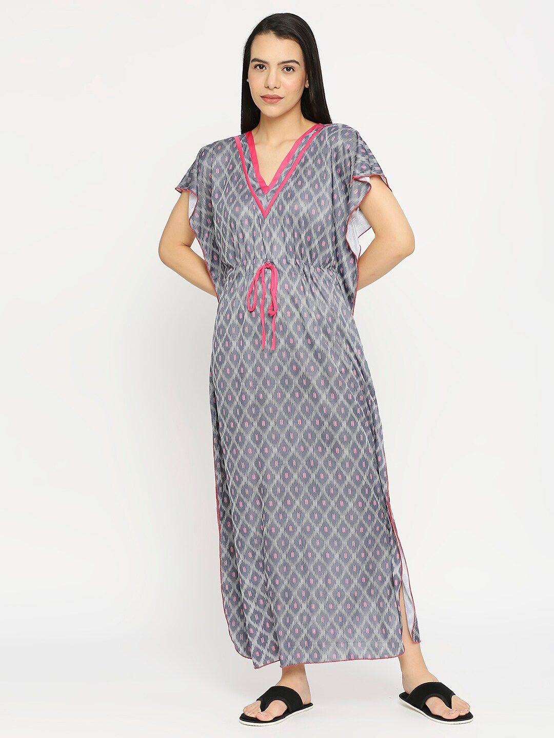 pretty awesome grey printed maxi nightdress