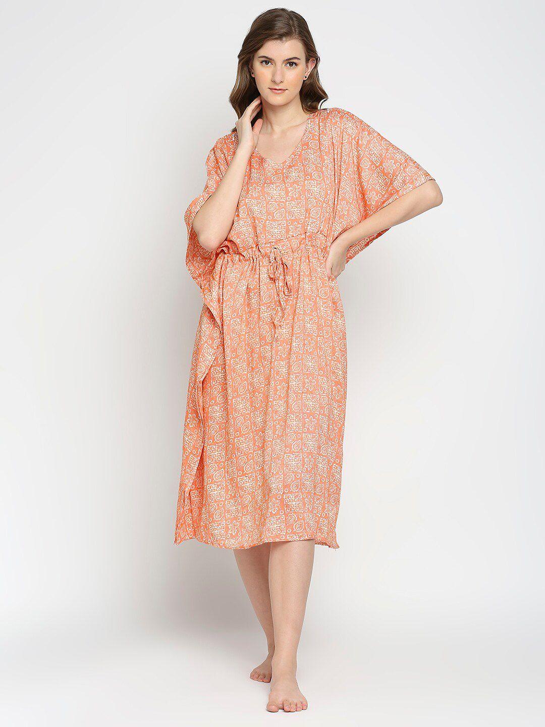 pretty awesome peach-coloured printed maternity nightdress