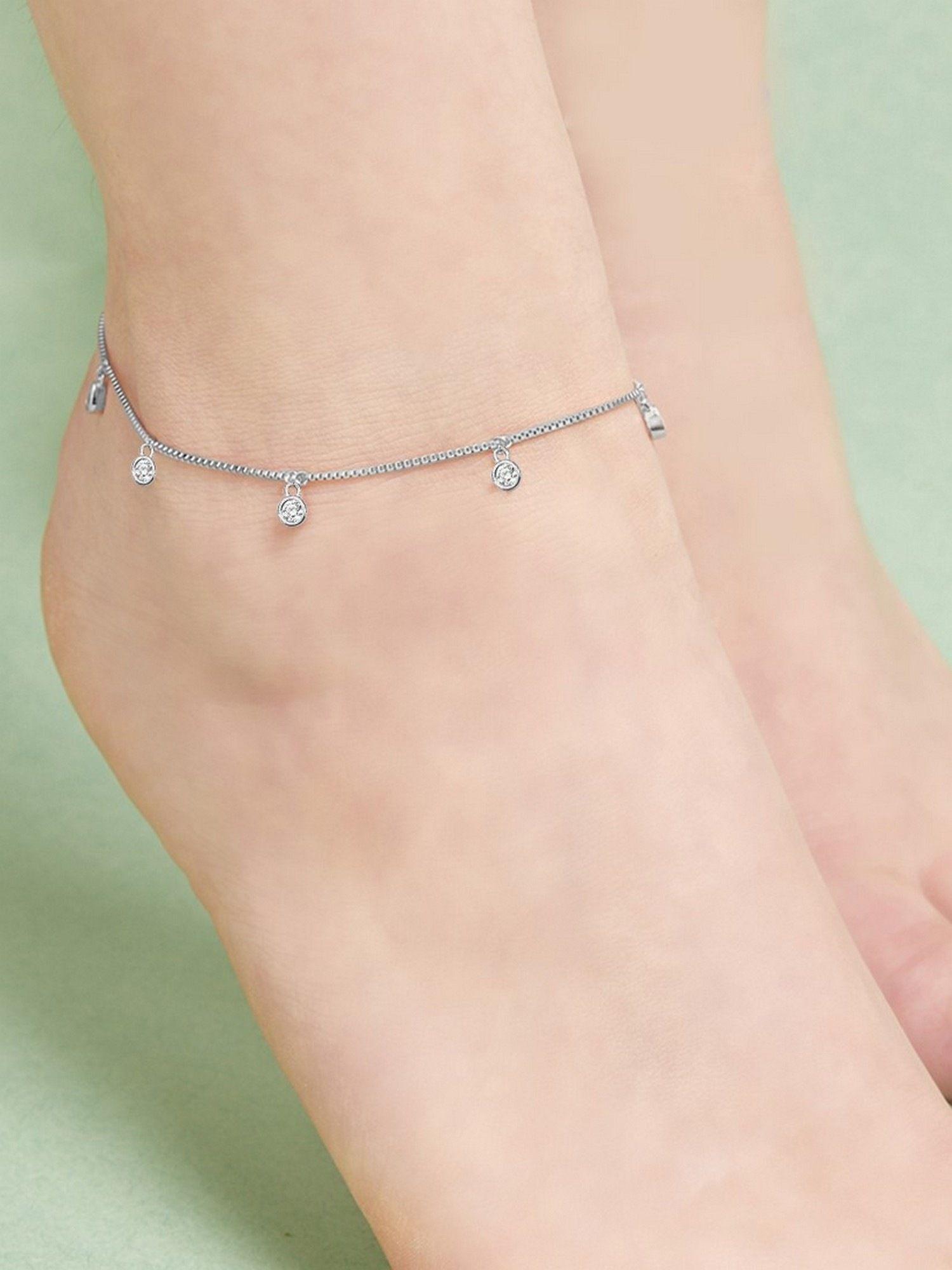 pretty delicate drops 925 silver anklet