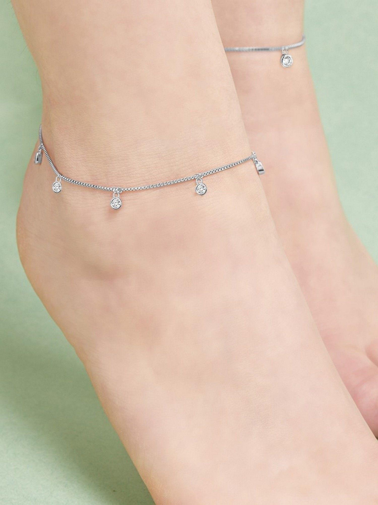 pretty delicate drops 925 silver anklets