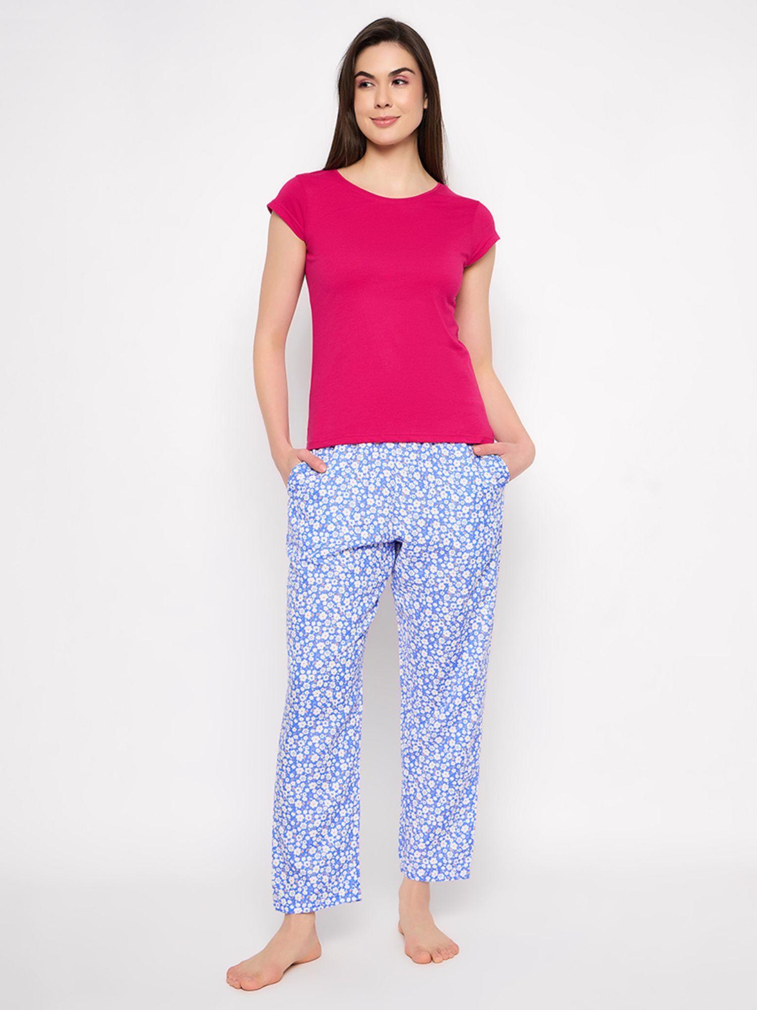 pretty florals pyjama & basic top (set of 2)