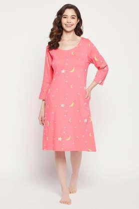 pretty florals short night dress in rose pink - cotton - pink