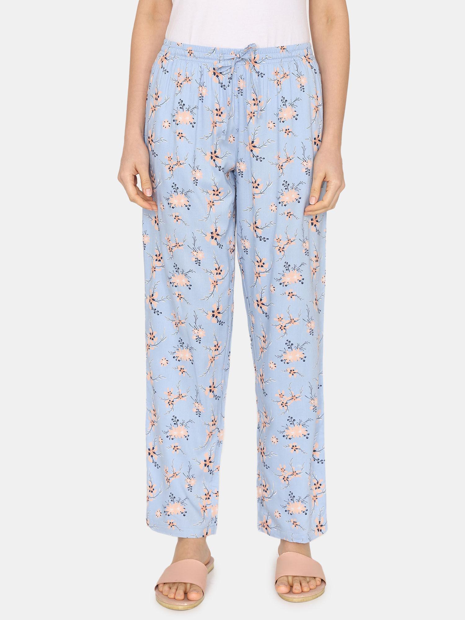 pretty florals woven pyjama - cashmere blue