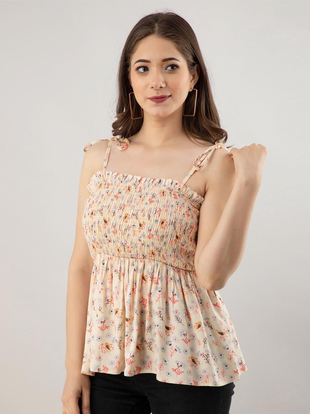 pretty loving thing beige floral print empire top
