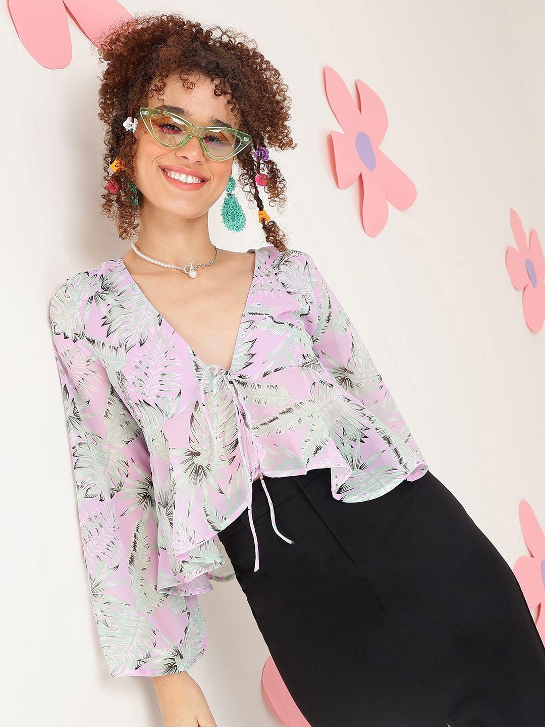 pretty loving thing floral print bell sleeve top