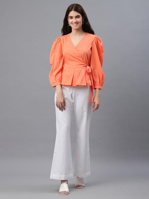 pretty loving thing orange regular fit top