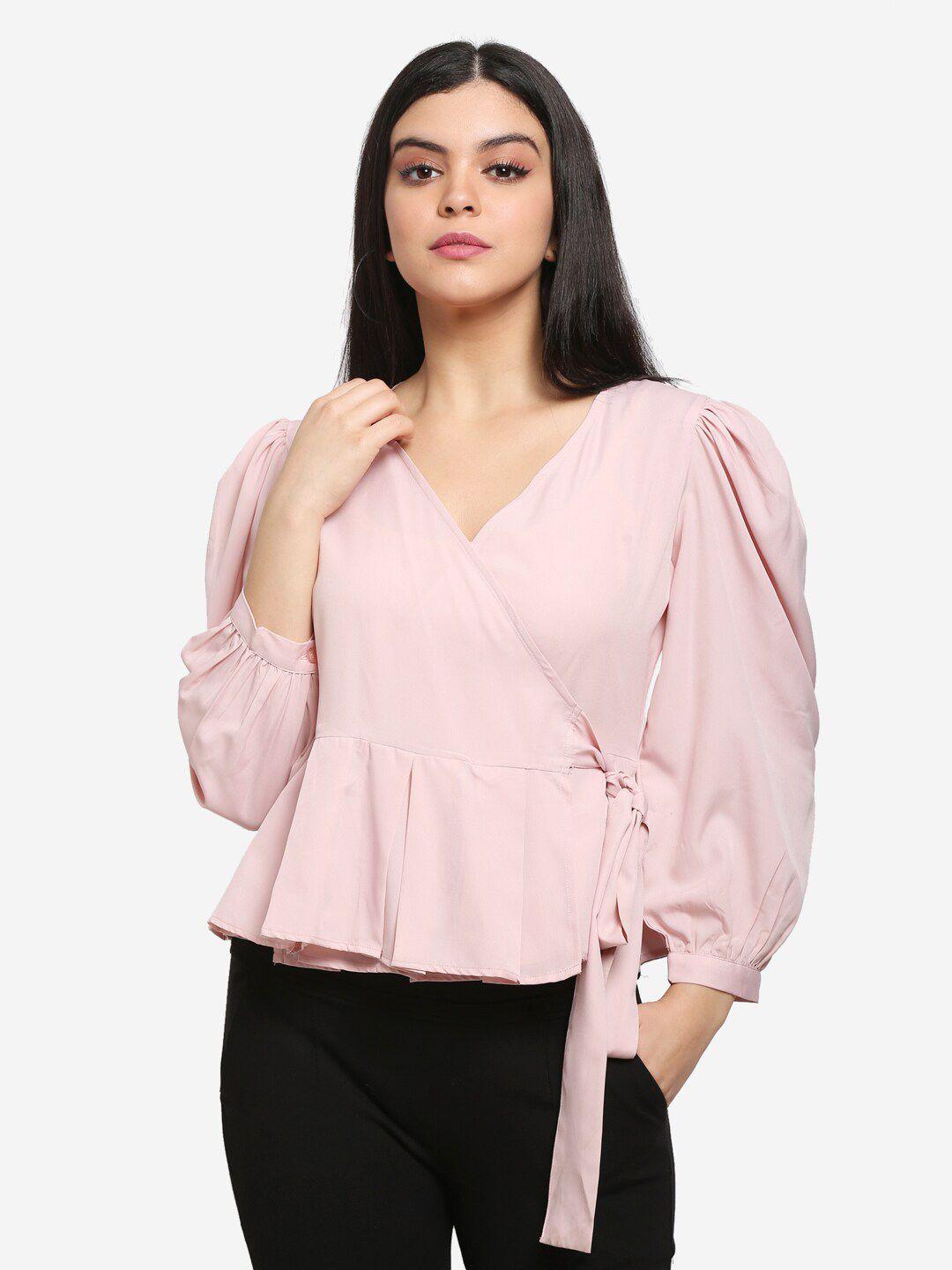 pretty loving thing pink crepe wrap top