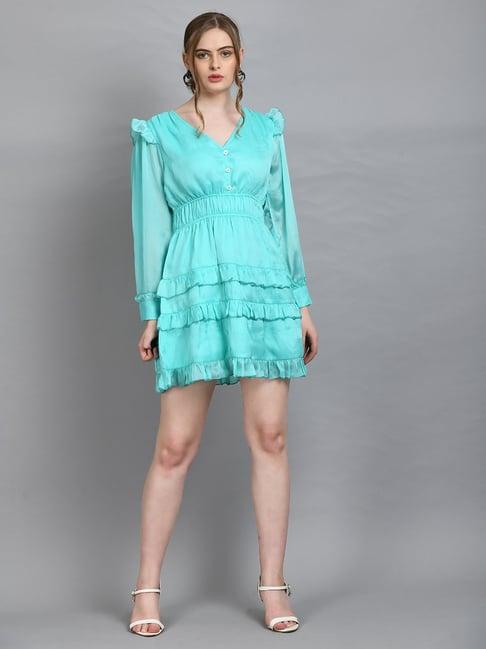 pretty loving thing turquoise fit & flare dress