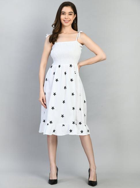 pretty loving thing white embroidered fit & flare dress