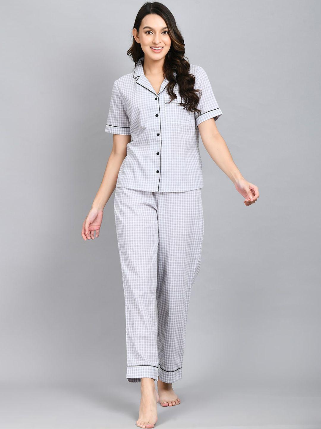 pretty loving thing women checked night suit