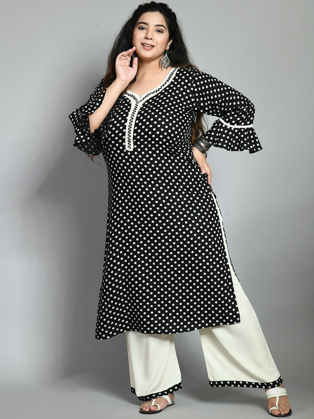 pretty plus by desinoor com women plus size ethnic motifs printed kurta with palazzo