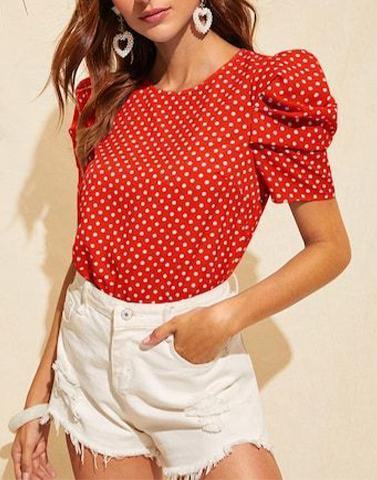 pretty puffed polka crape top