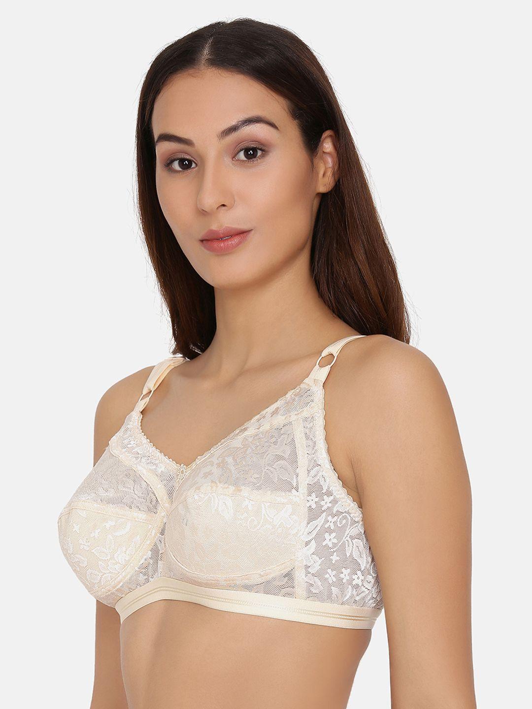 prettybold beige solid non-wired non padded minimizer bra pb-16 beige