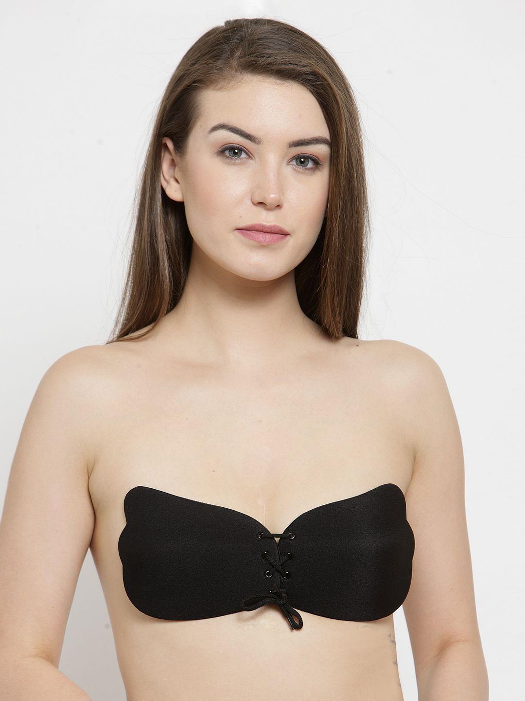 prettycat black solid non-wired lightly padded push-up bra