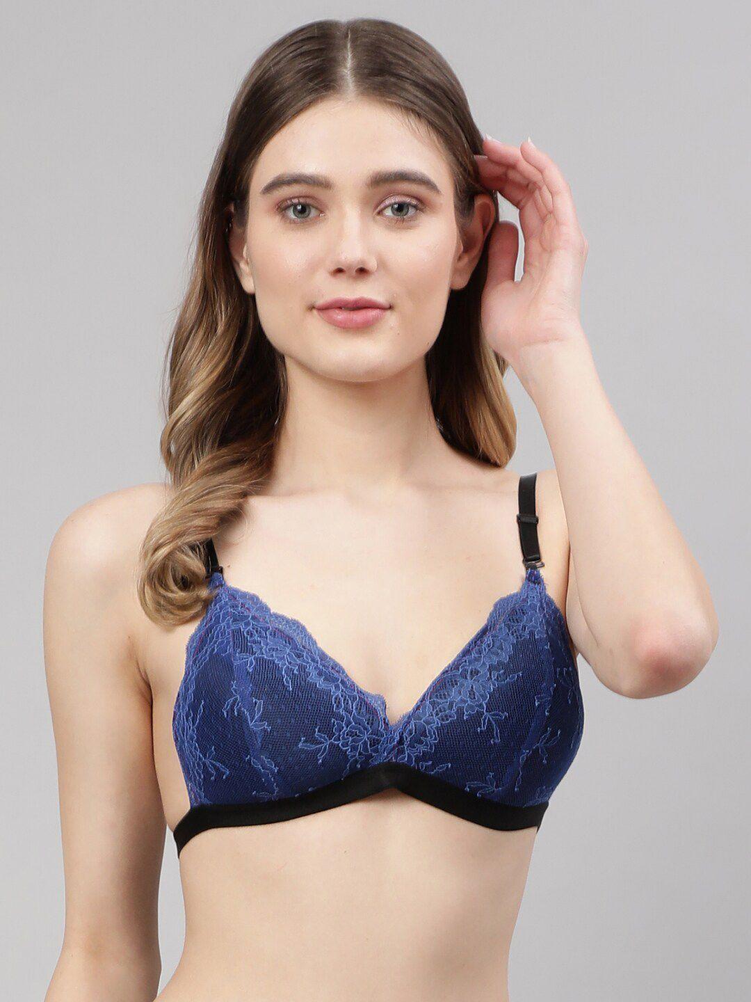 prettycat blue floral bralette bra lightly padded