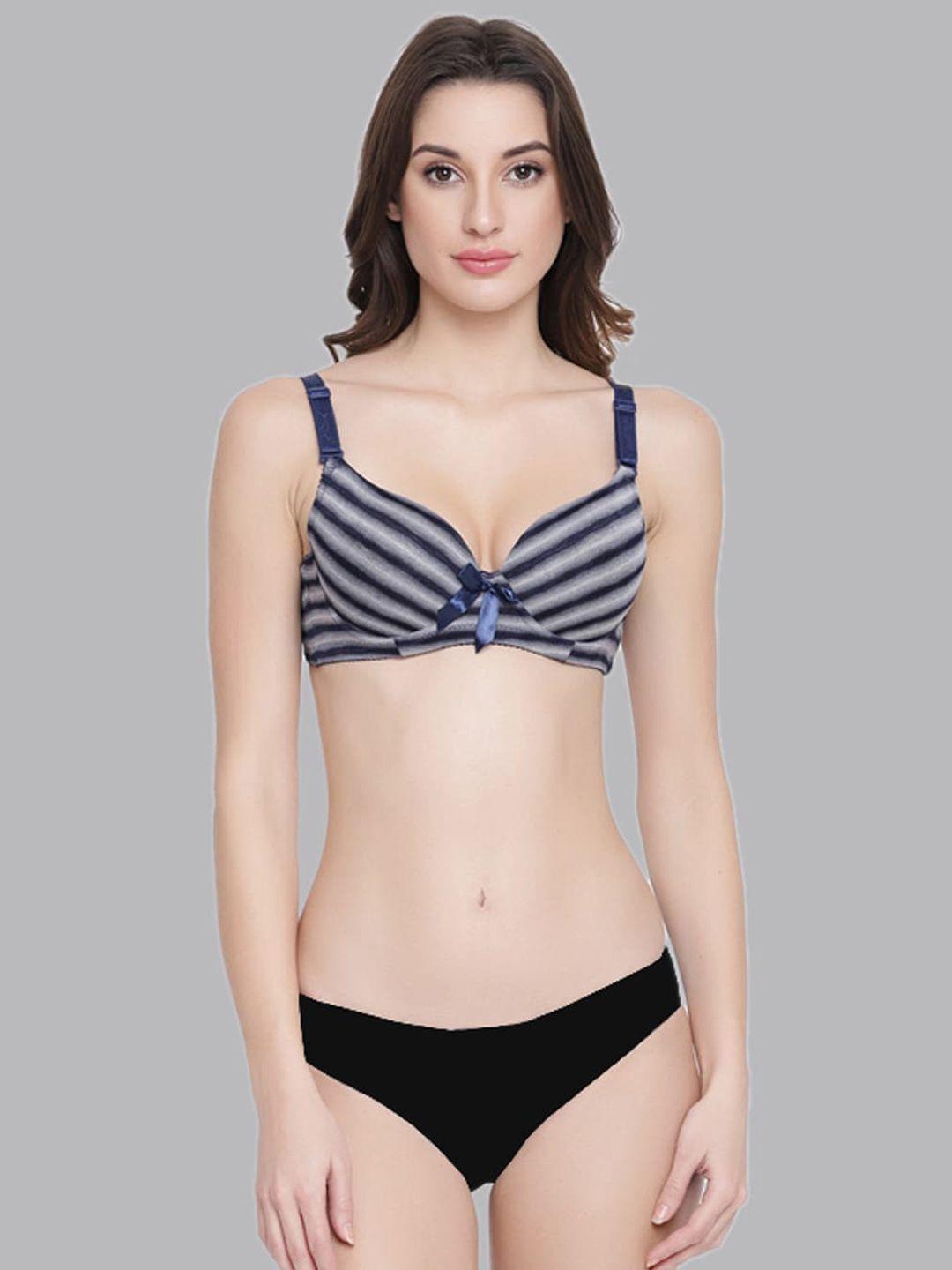 prettycat striped lightly padded bra with bikini brief