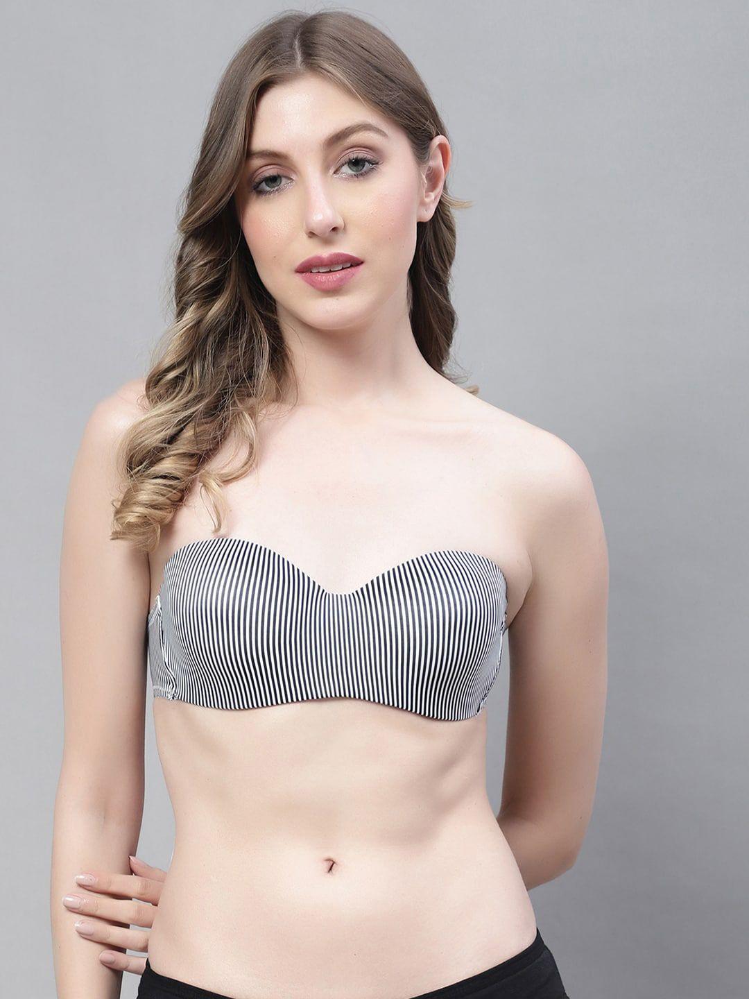 prettycat striped lightly padded underwired half coverage all day comfort seamless bra