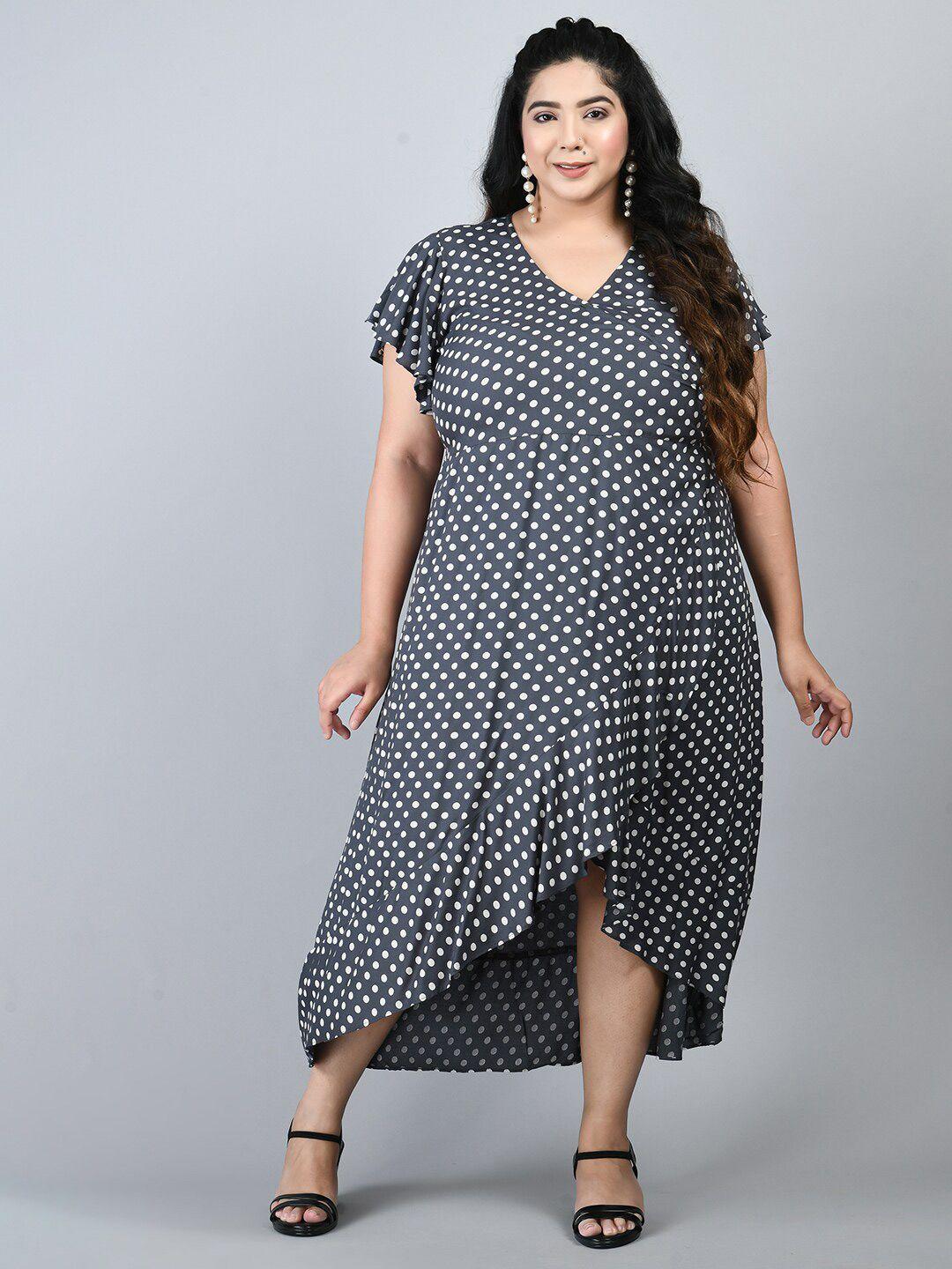 prettyplus by desinoor com plus size grey midi dress