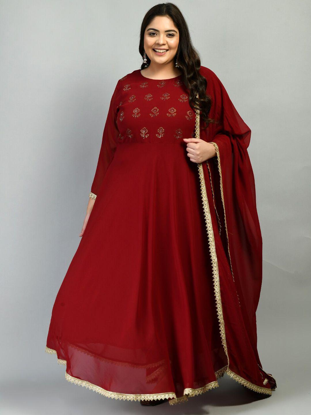 prettyplus by desinoor com women plus size georgette anarkali kurta with dupatta