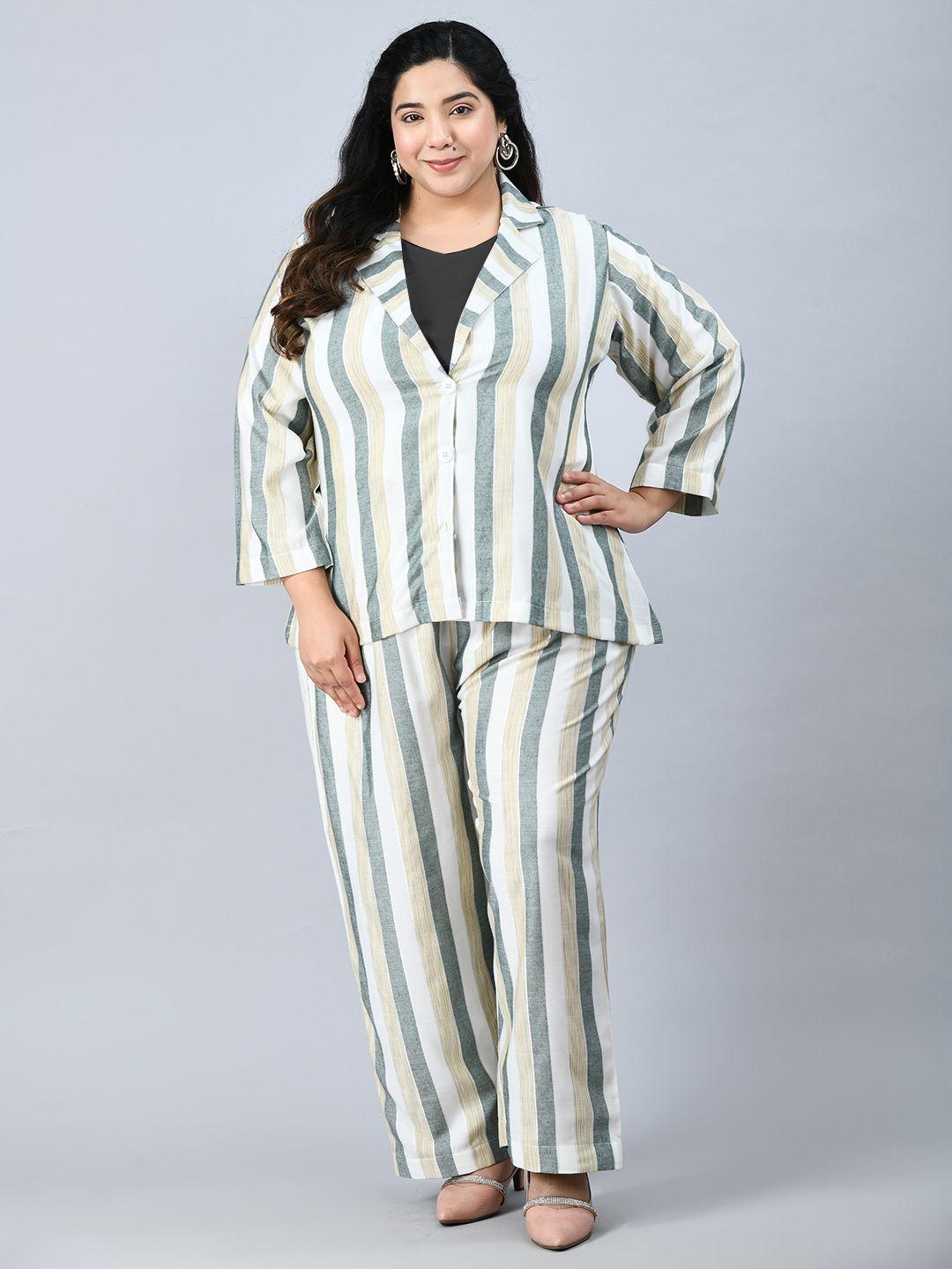 prettyplus by desinoor com women striped coat with trousers