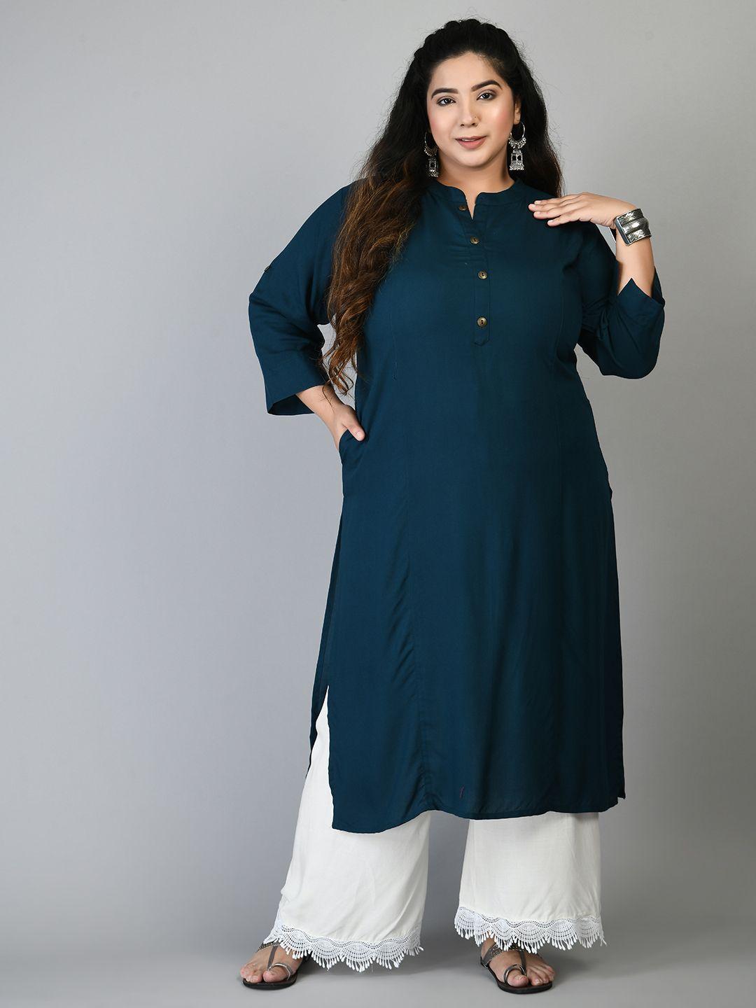 prettyplus by desinoor com women teal kurta