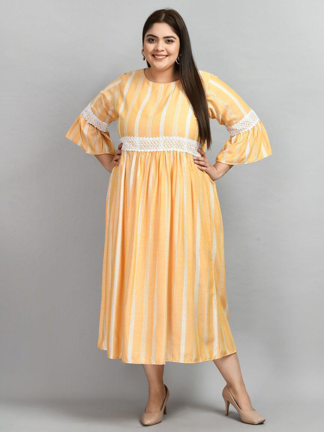 prettyplus by desinoor com yellow striped empire midi dress