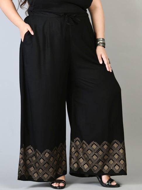 prettyplus by desinoor.com black printed palazzos