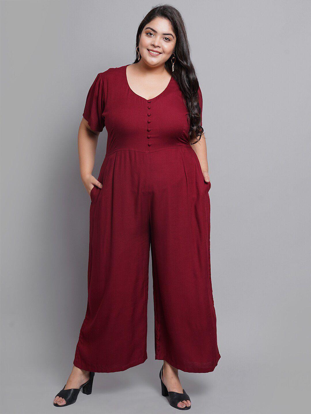 prettyplus by desinoor.com maroon basic  jumpsuit