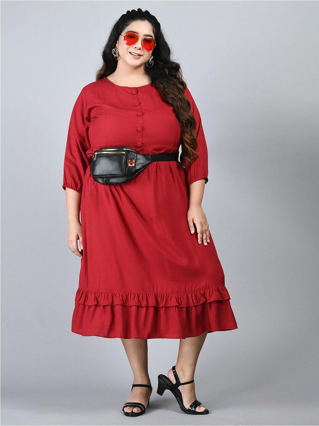 prettyplus by desinoor.com plus size round neck empire midi dress