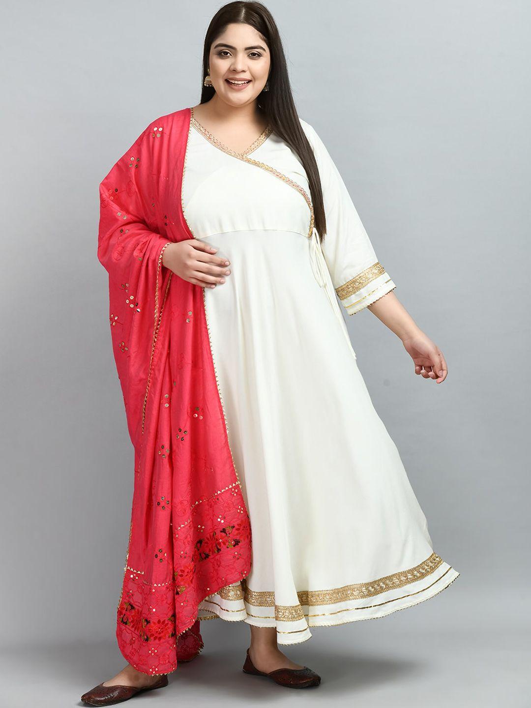 prettyplus by desinoor.com plus size v-neck anarkali kurta