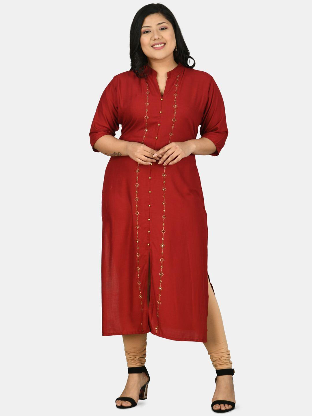 prettyplus by desinoor.com women maroon kurta