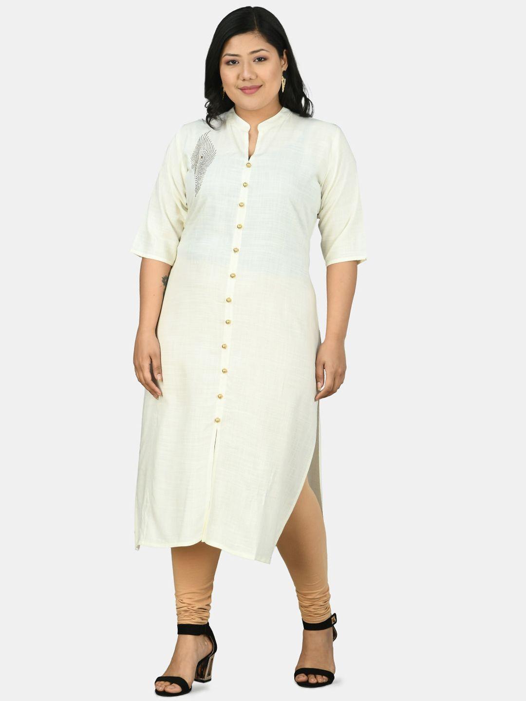 prettyplus by desinoor.com women off white kurta