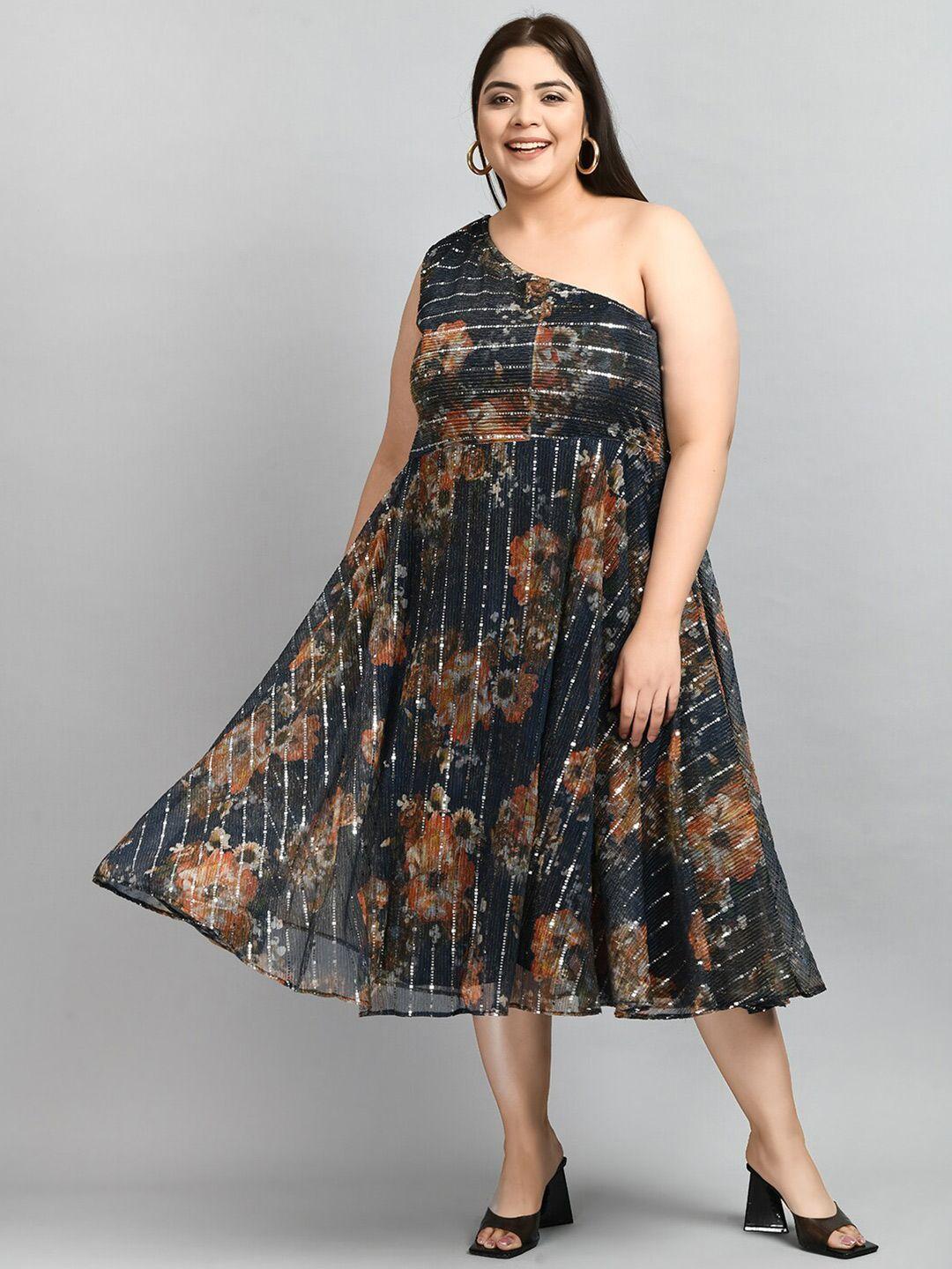prettyplus by desinoor.com women plus size one shoulder floral printed maxi dress