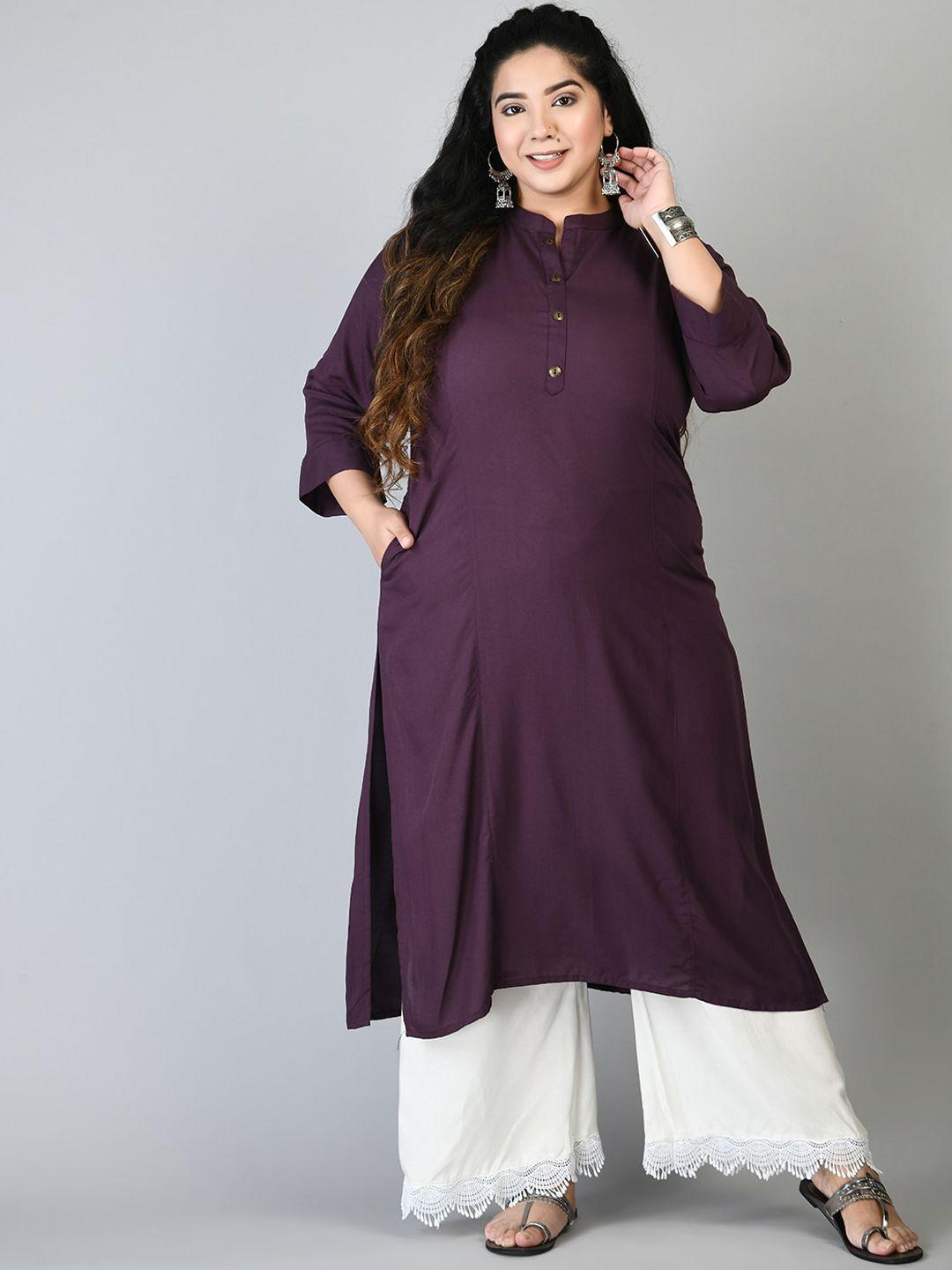 prettyplus by desinoor.com women plus size purple kurta