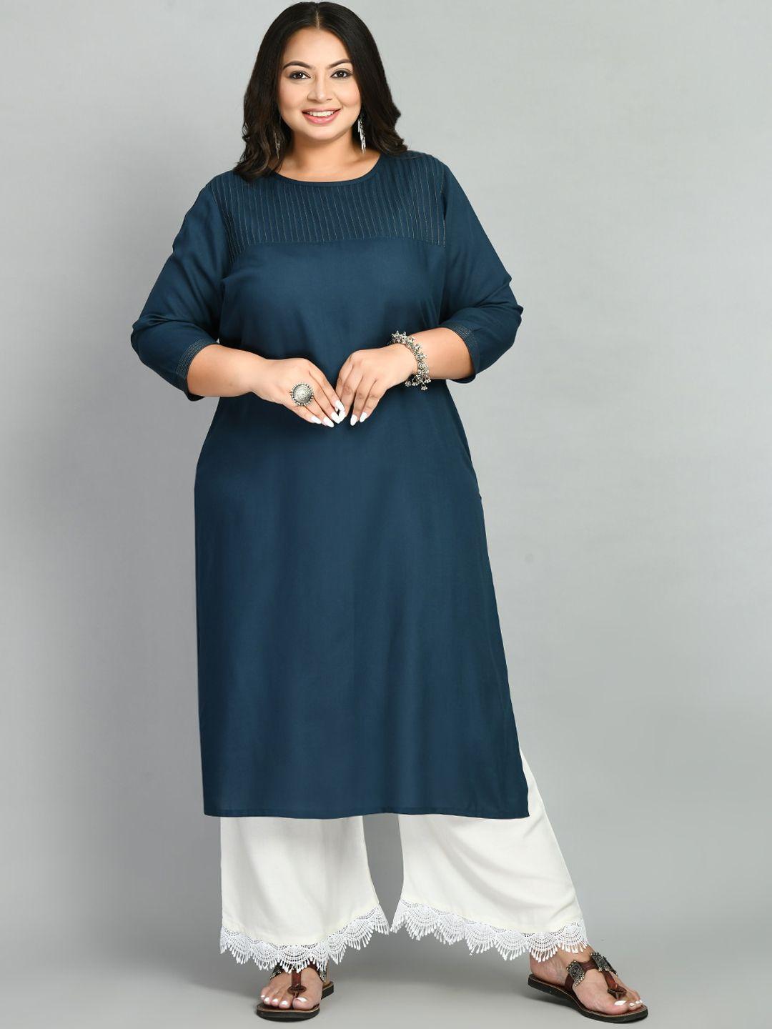 prettyplus by desinoor.com yoke design keyhole neck straight kurta