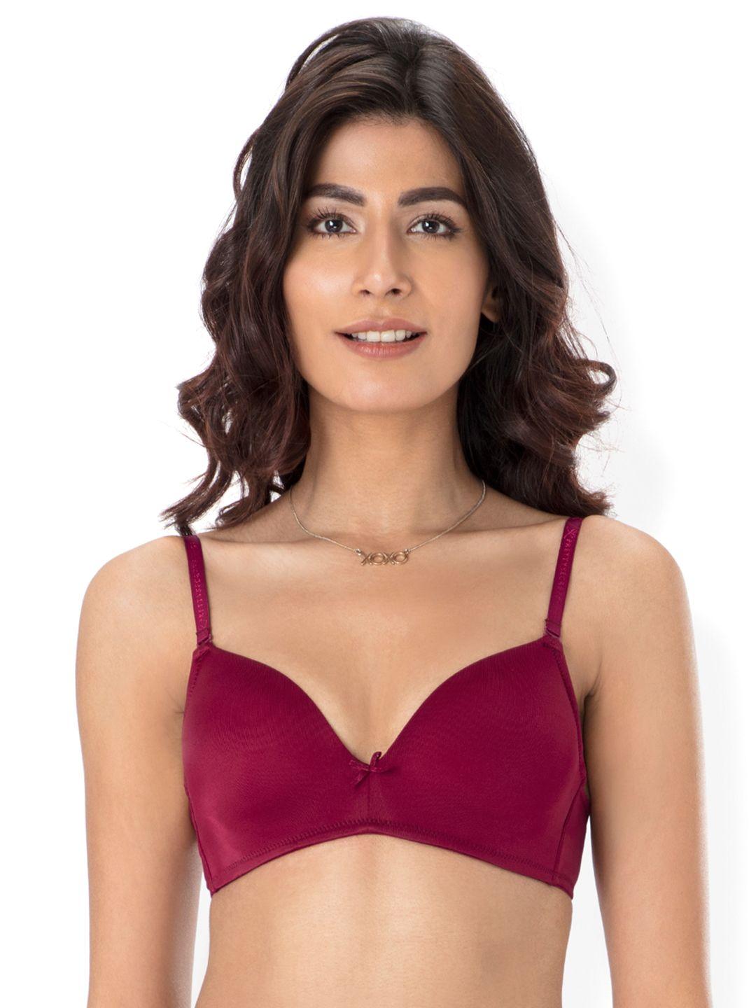 prettysecrets burgundy solid non-wired lightly padded everyday bra