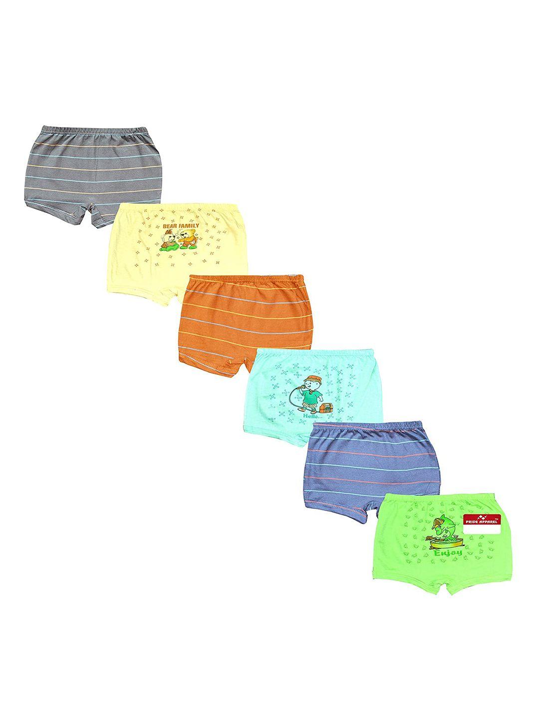 pride apparel infant pack of 6 assorted pure cotton trunks