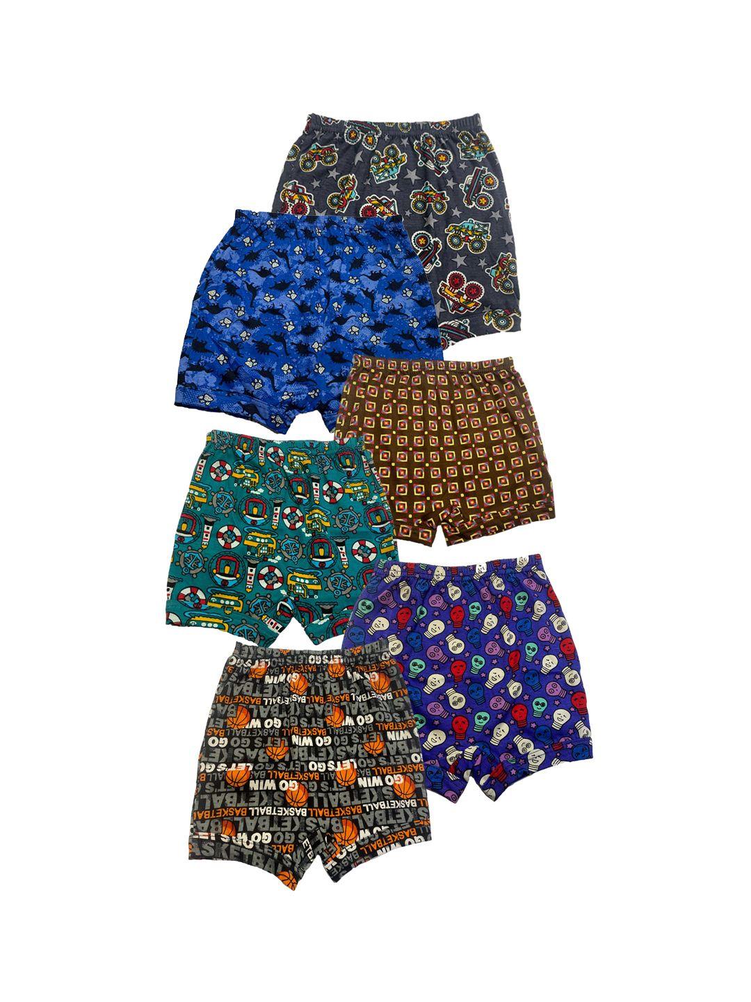 pride apparel kids pack of 6 printed  cotton trunks