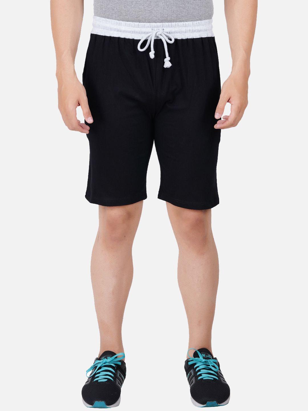 pride apparel men black cotton solid outdoor shorts