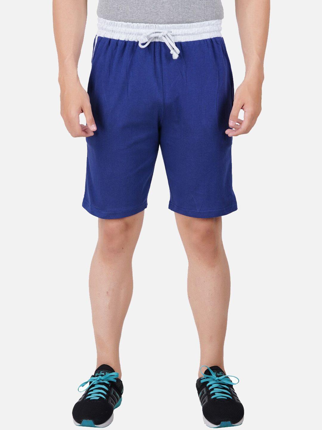 pride apparel men navy blue cotton solid outdoor sports shorts