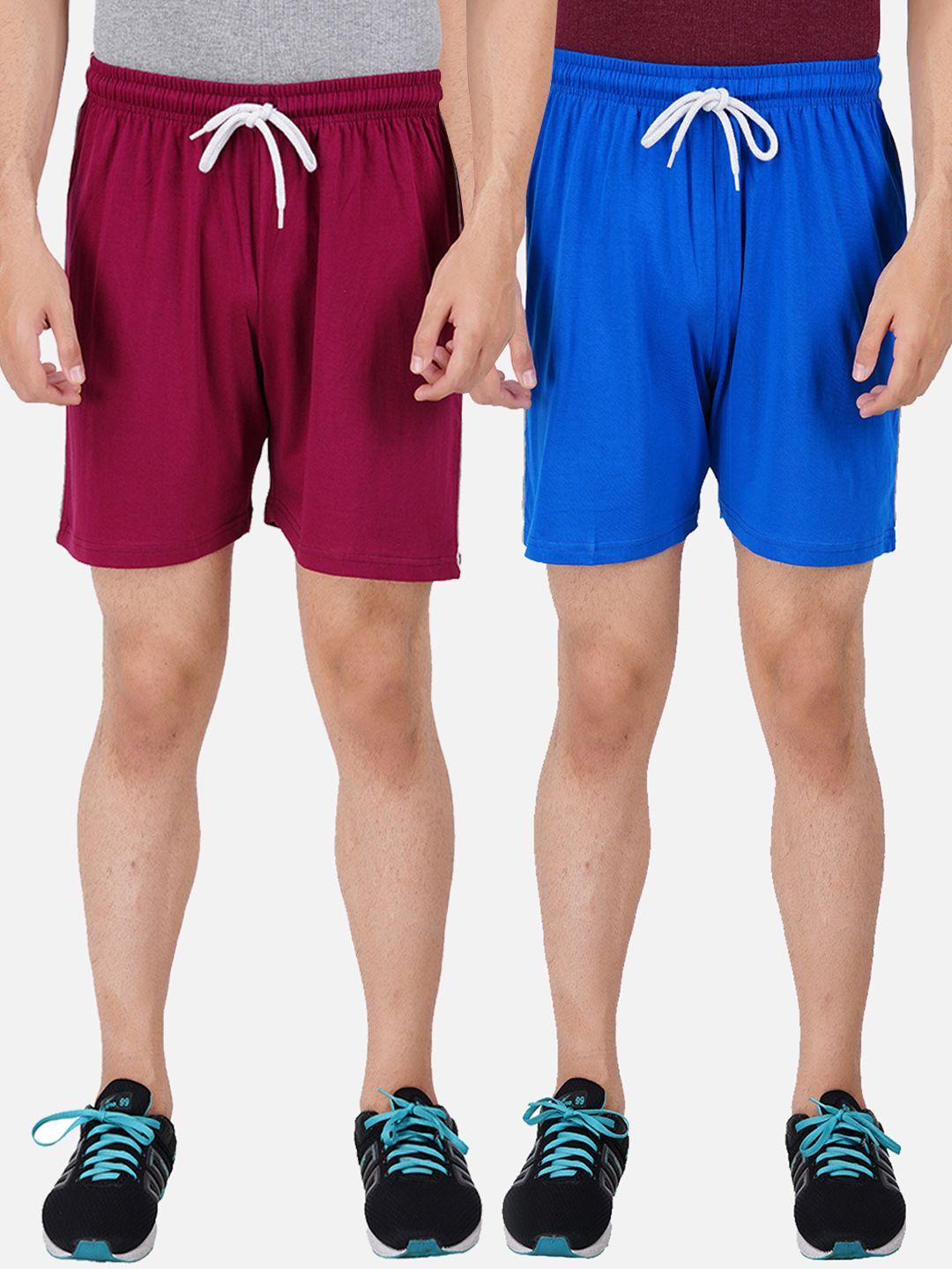 pride apparel men pack of 2 red & blue outdoor sports shorts