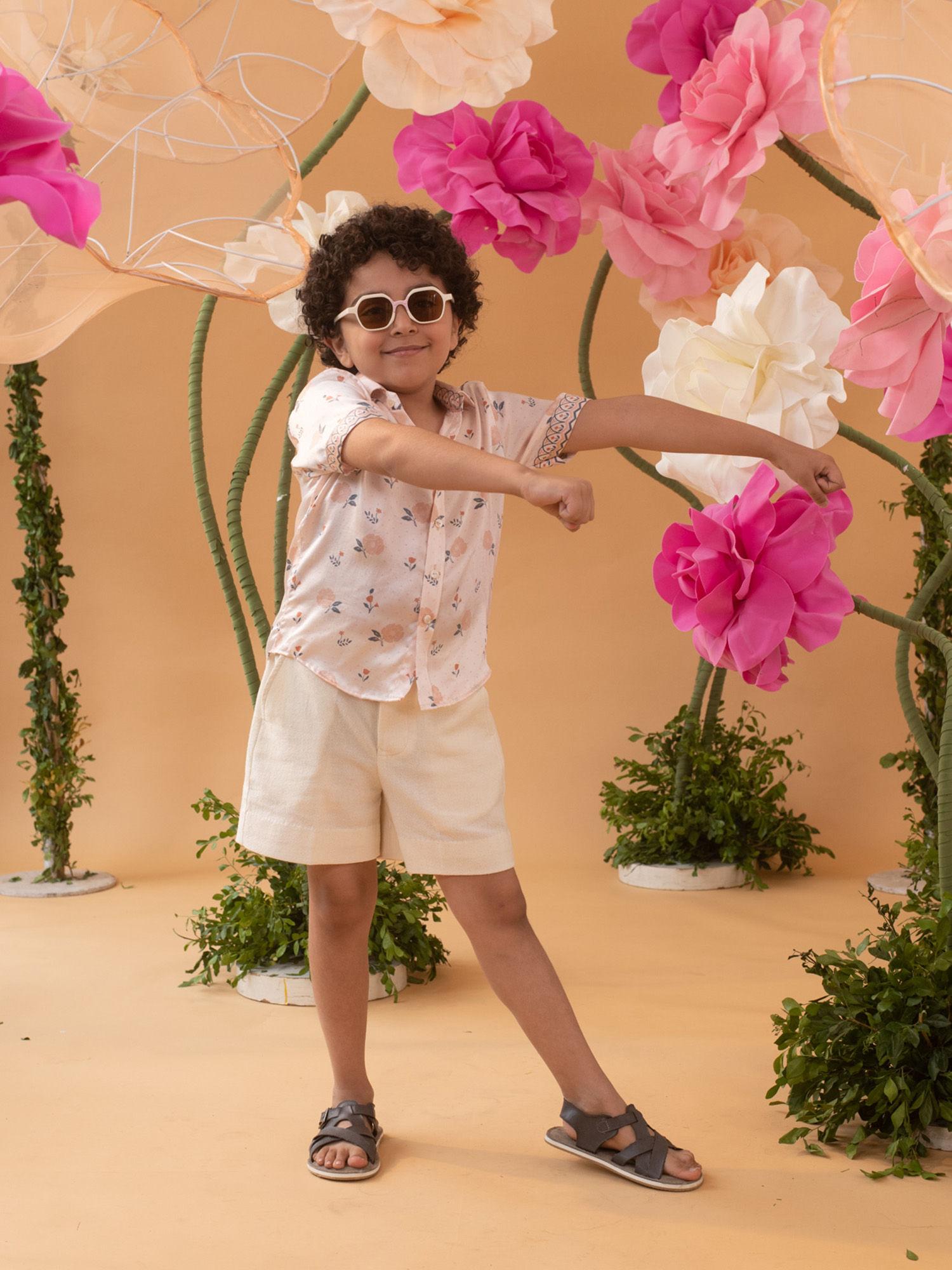 primrose- floral print half sleeves shirt for boys