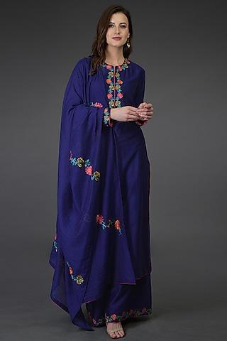 princess blue embroidered kurta set