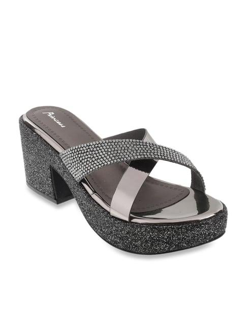 princess by metro women's gun metal cross strap sandals