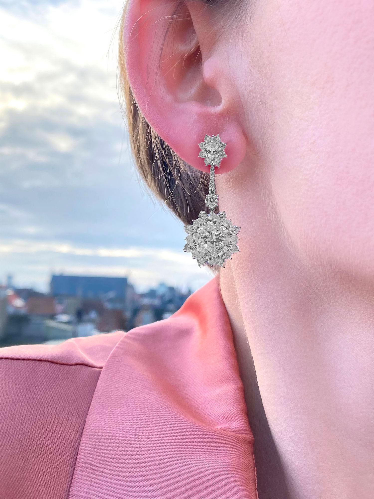 princessa petal shaped dangler earrings set in 925 sterling silver