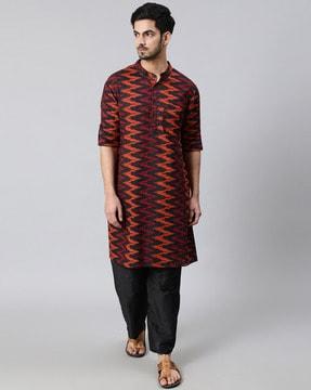 print long kurta with patch pocket