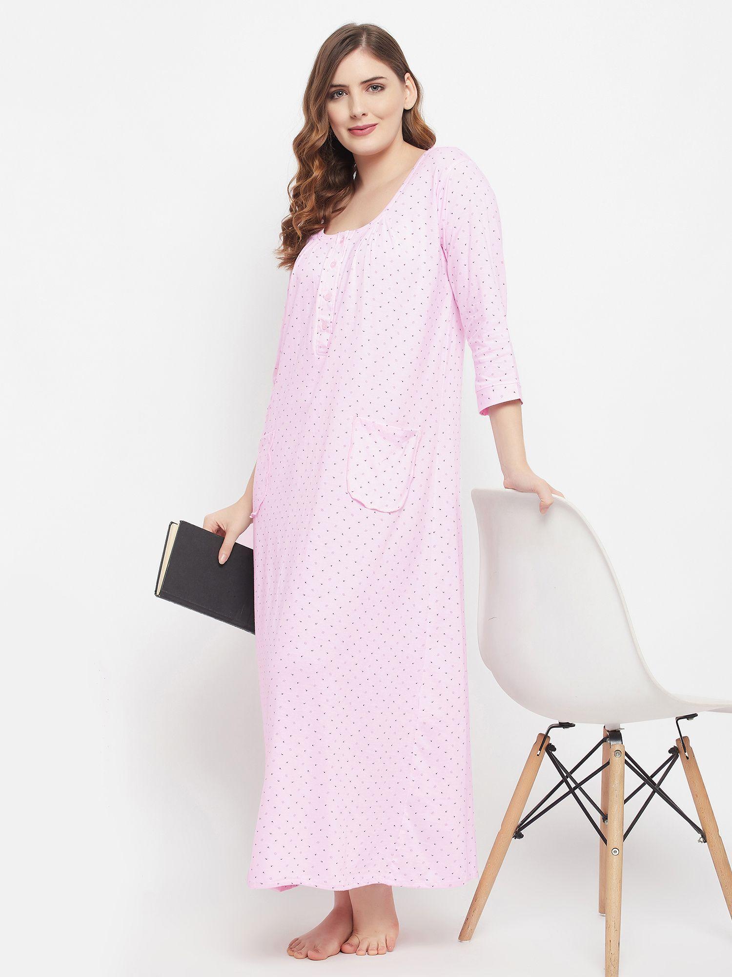 print me pretty long nighty in baby pink - cotton rich