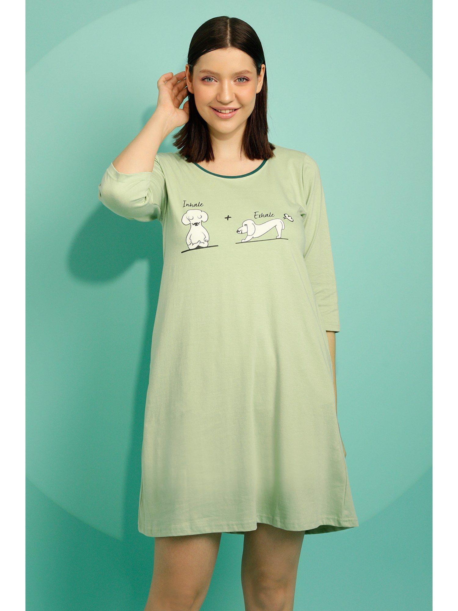 print me pretty short night dress - cotton - green