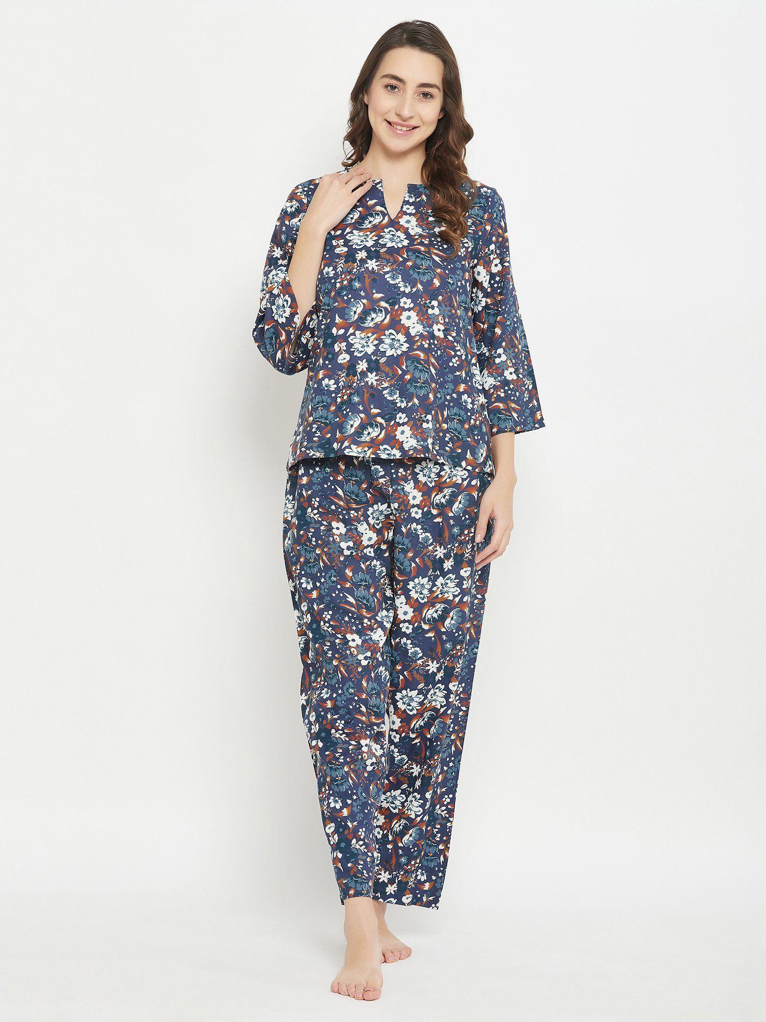 print me pretty top & pyjama in blue (set of 2)